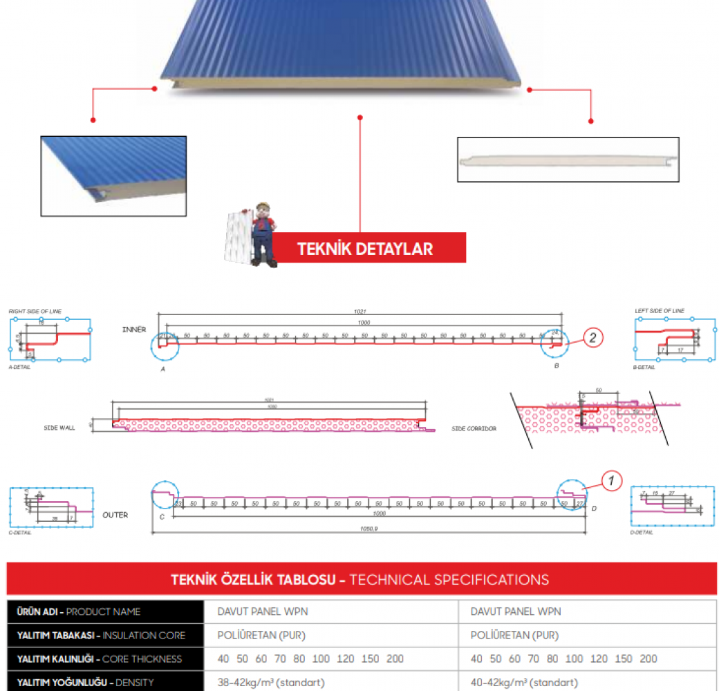 Gizli Vidalı Mikro Cephe Paneli